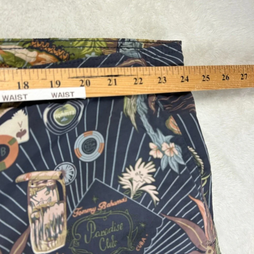 Tommy‎ Bahama Swim Trunks Mens 2XL Dark Blue Paradise Club Tropical Palm Tree